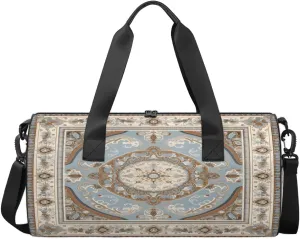 Village Boho Pattern Travel Gym Bag Waterproof Sport Dance Bag for Women Men Portable Gymnastics Duffel Bags Canvas Tote Carry on Handbag for Workout Overnight Weekender