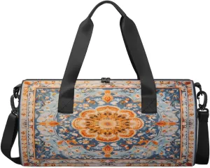 Village Pattern Boho Travel Gym Bag Waterproof Sport Dance Bag for Women Men Portable Gymnastics Duffel Bags Canvas Tote Carry on Handbag for Workout Overnight Weekender
