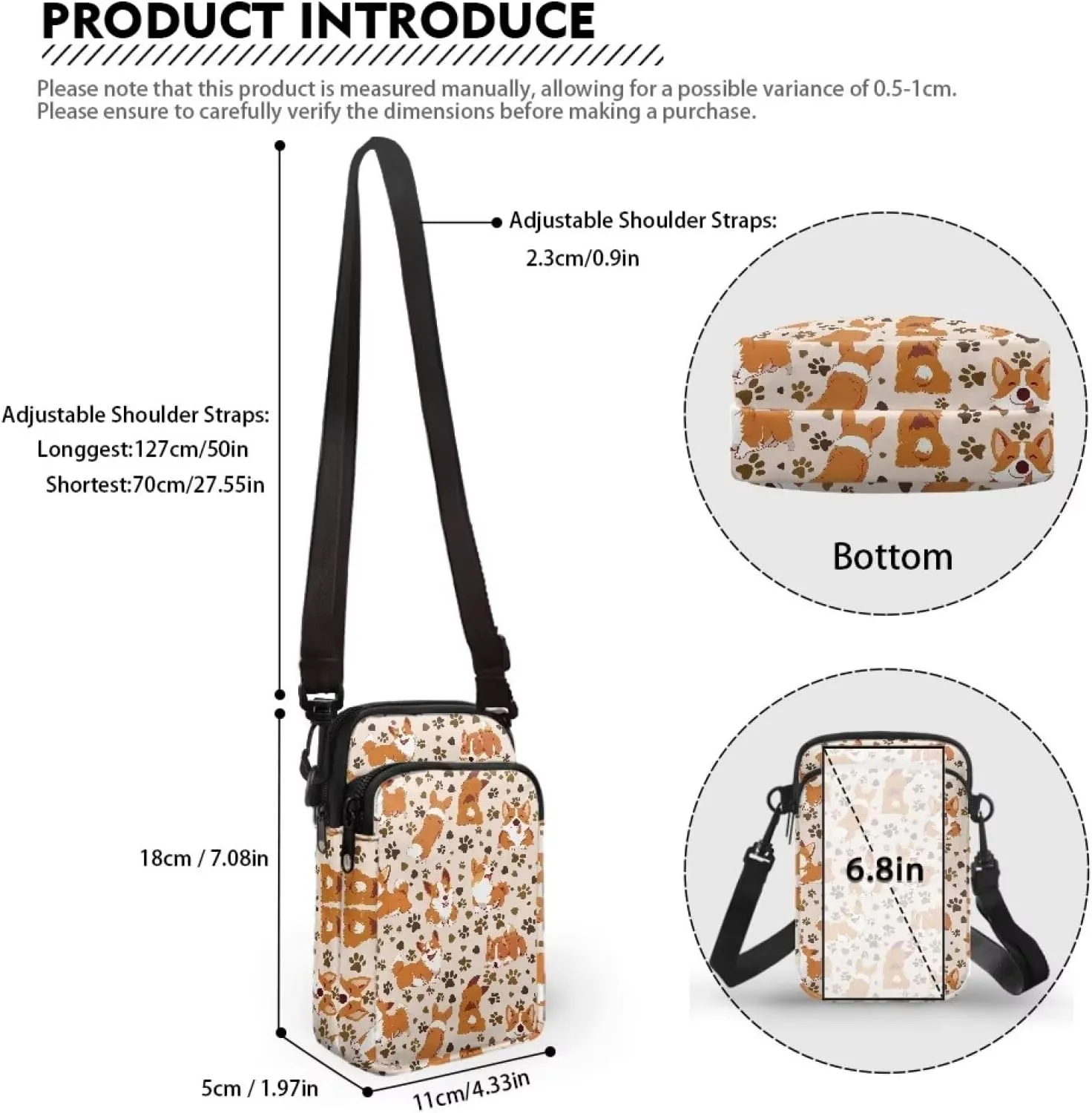 Vintage Crossbody Phone Bag for Women, Small Shoulder Purse and Handbag with Adjustable Strap