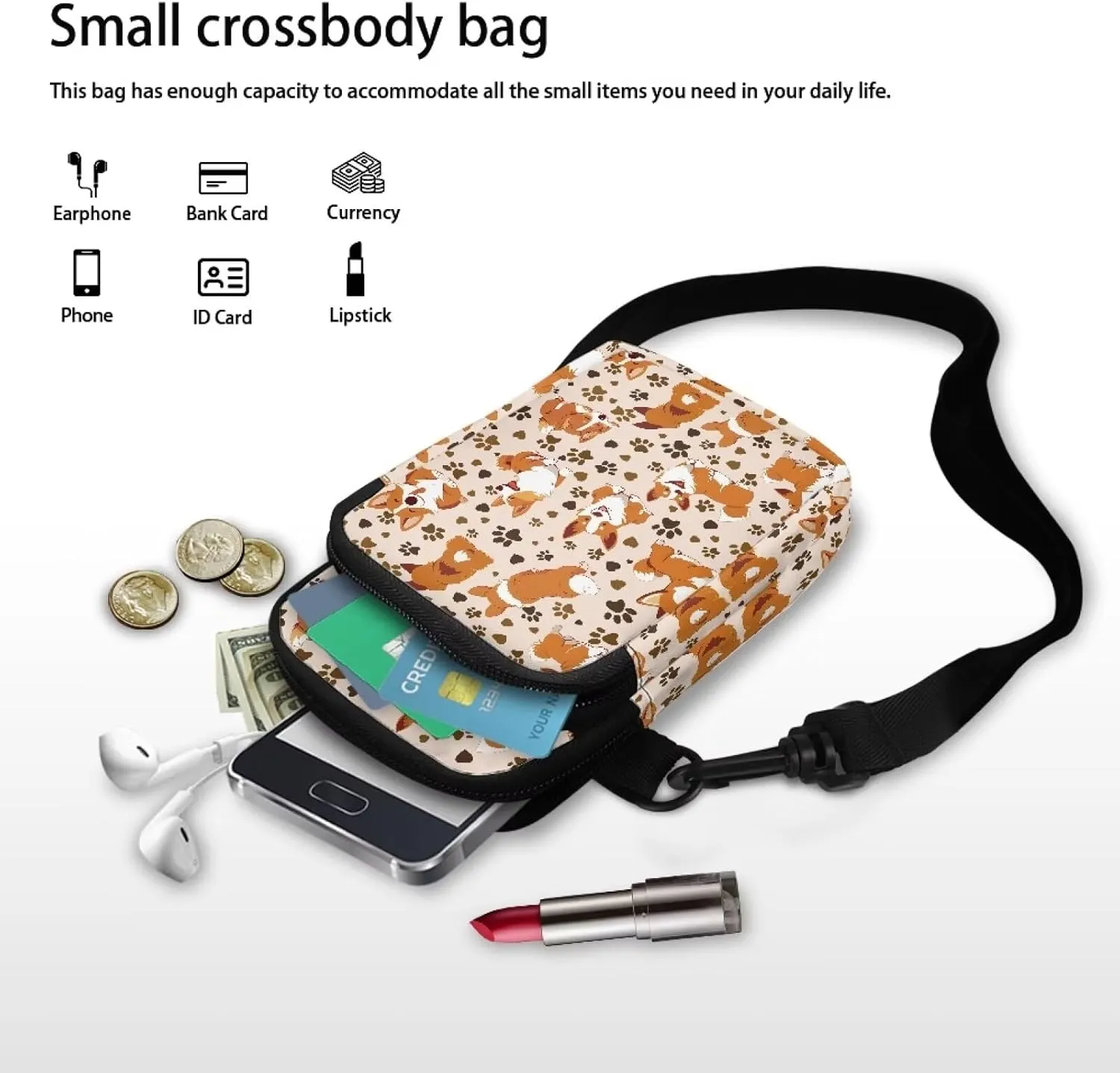 Vintage Crossbody Phone Bag for Women, Small Shoulder Purse and Handbag with Adjustable Strap