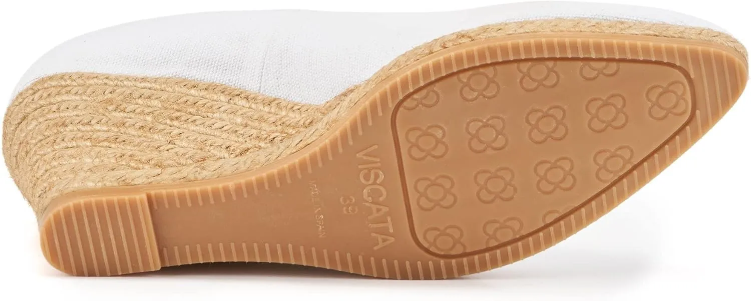VISCATA Roses Espadrille Canvas Wedges Spain Handmade 2 ½” Heel Woman Wedge Pumps with Organic Cotton Canvas and 100% Natural Jute Midsole for All Occasions: Casual, Work, Party