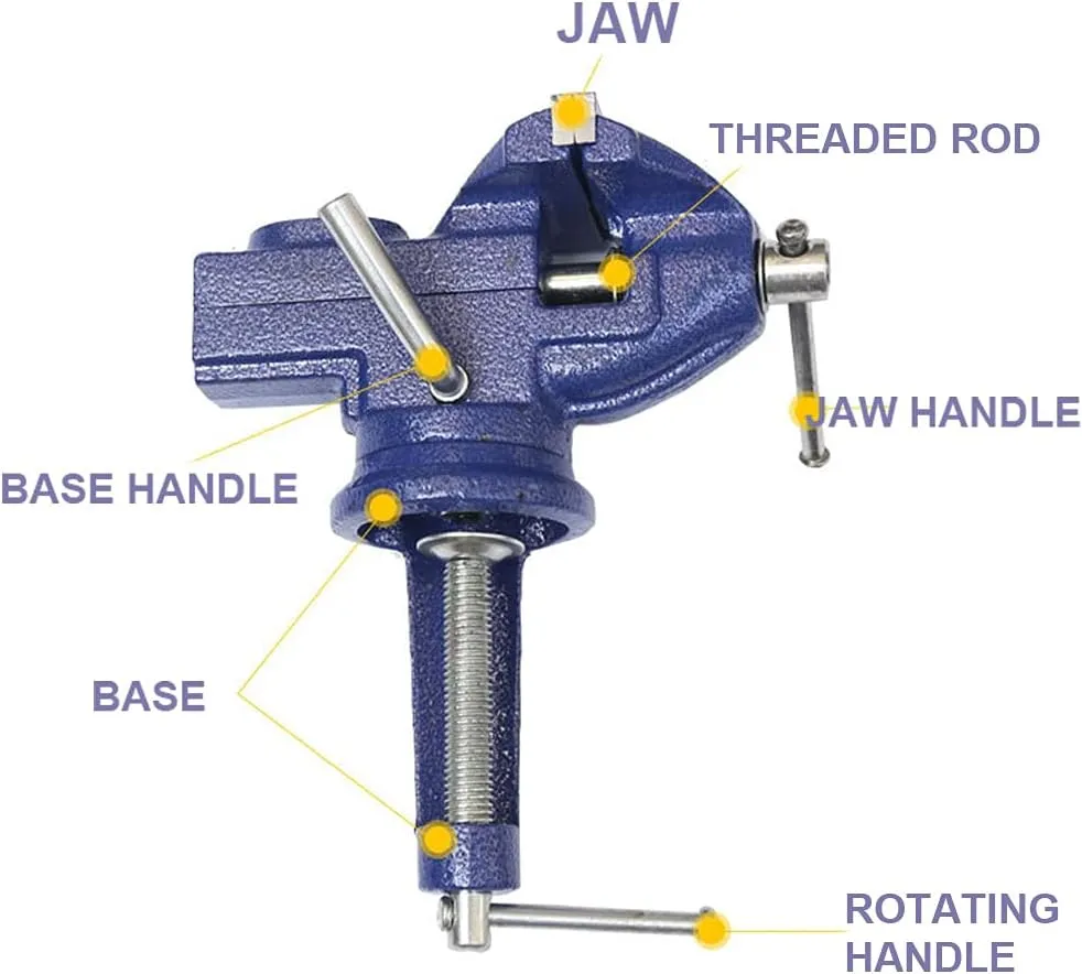 Vise Grip Woodworking Table Clamp - Heavy Duty Small Bench Vice, New Upgraded Cast Iron Manufacturing for Jewelers, Hobby, Craft Repair - Portable Work Bench Tool
