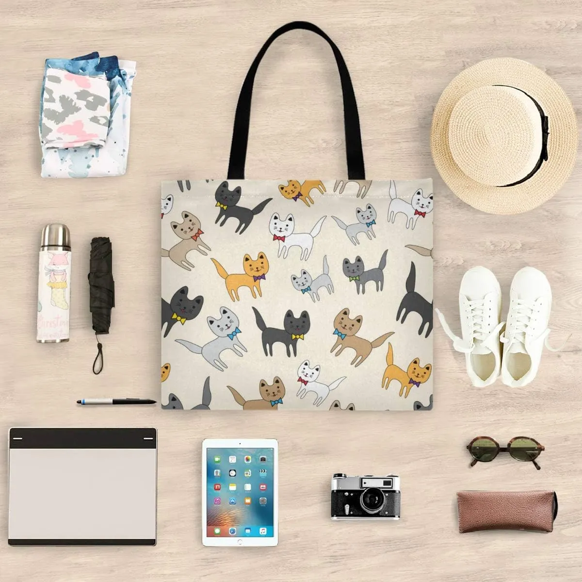 visesunny Canvas Shoulder Bags For Women Waterproof Tote Handbags For Teens Beach School Daily Working