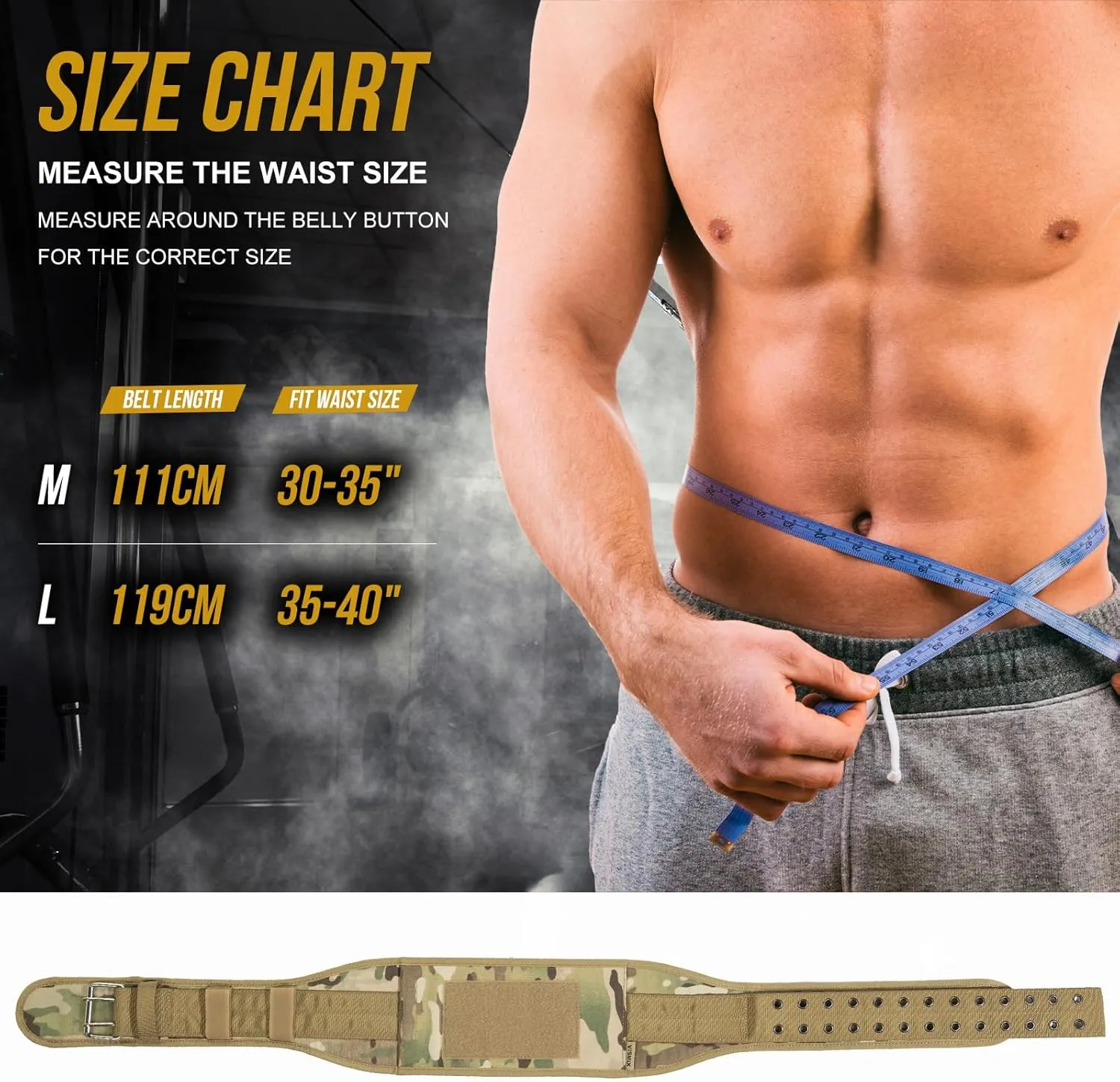 VISMIX Nylon Weight Lifting Belt for Back Support, Gym Belt for Training, Strength Training, Powerlifting, Squat & Deadlift-Adjustable Weightlifting Belt
