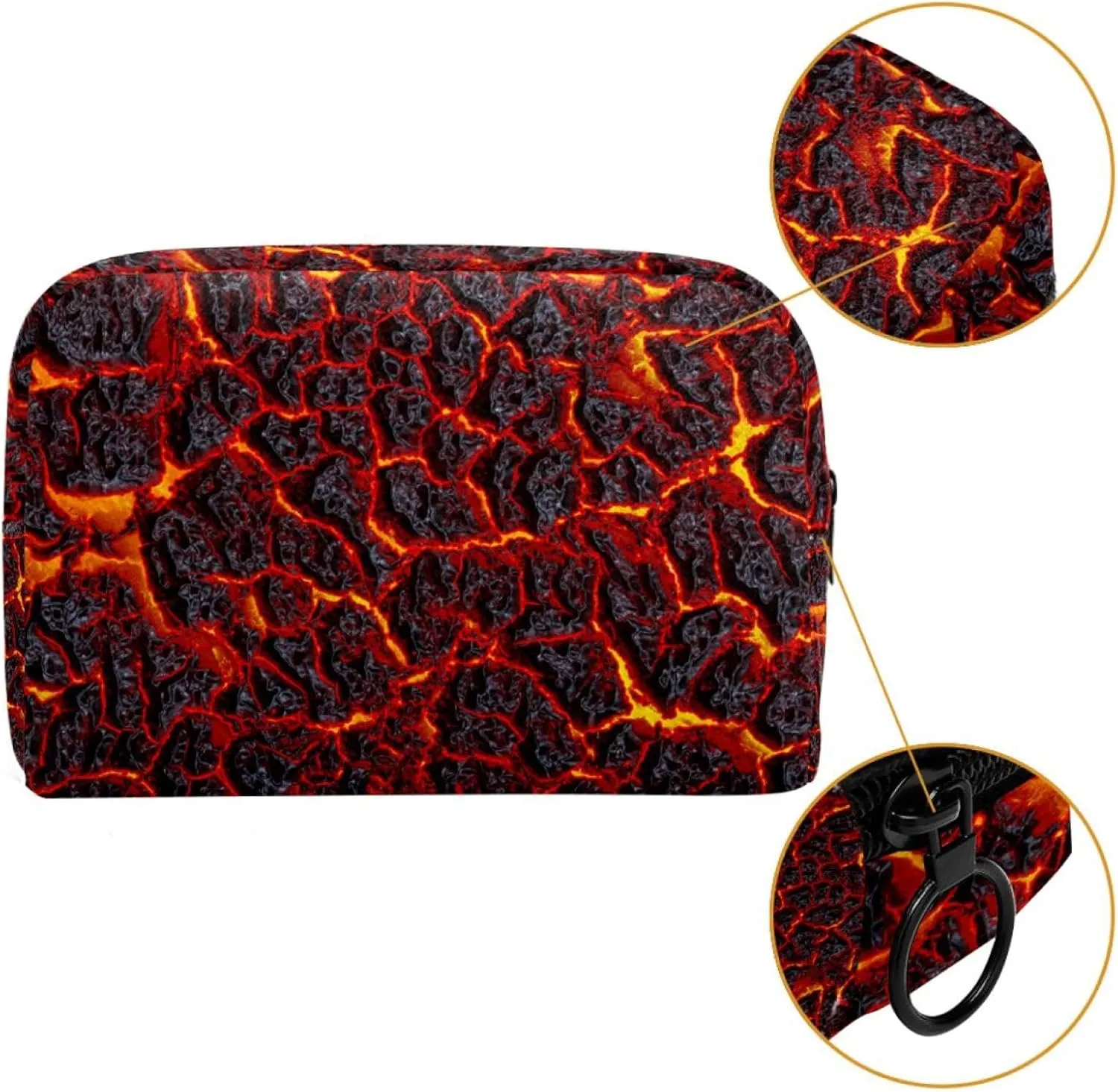 Volcanic Lava Surface Magma Texture Small Makeup Bag for Purse, Portable Cosmetic Bag Zipper Makeup Pouch for Women, Stationery, Toiletries, Travel Accessories