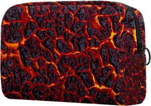 Volcanic Lava Surface Magma Texture Small Makeup Bag for Purse, Portable Cosmetic Bag Zipper Makeup Pouch for Women, Stationery, Toiletries, Travel Accessories