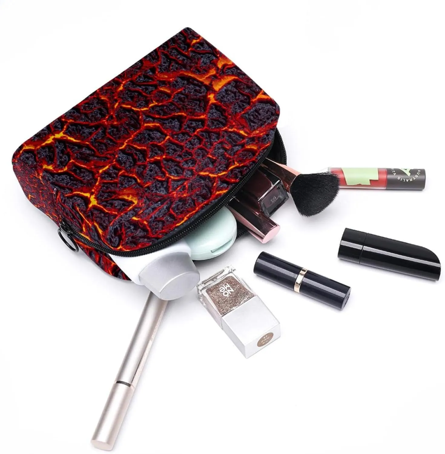 Volcanic Lava Surface Magma Texture Small Makeup Bag for Purse, Portable Cosmetic Bag Zipper Makeup Pouch for Women, Stationery, Toiletries, Travel Accessories