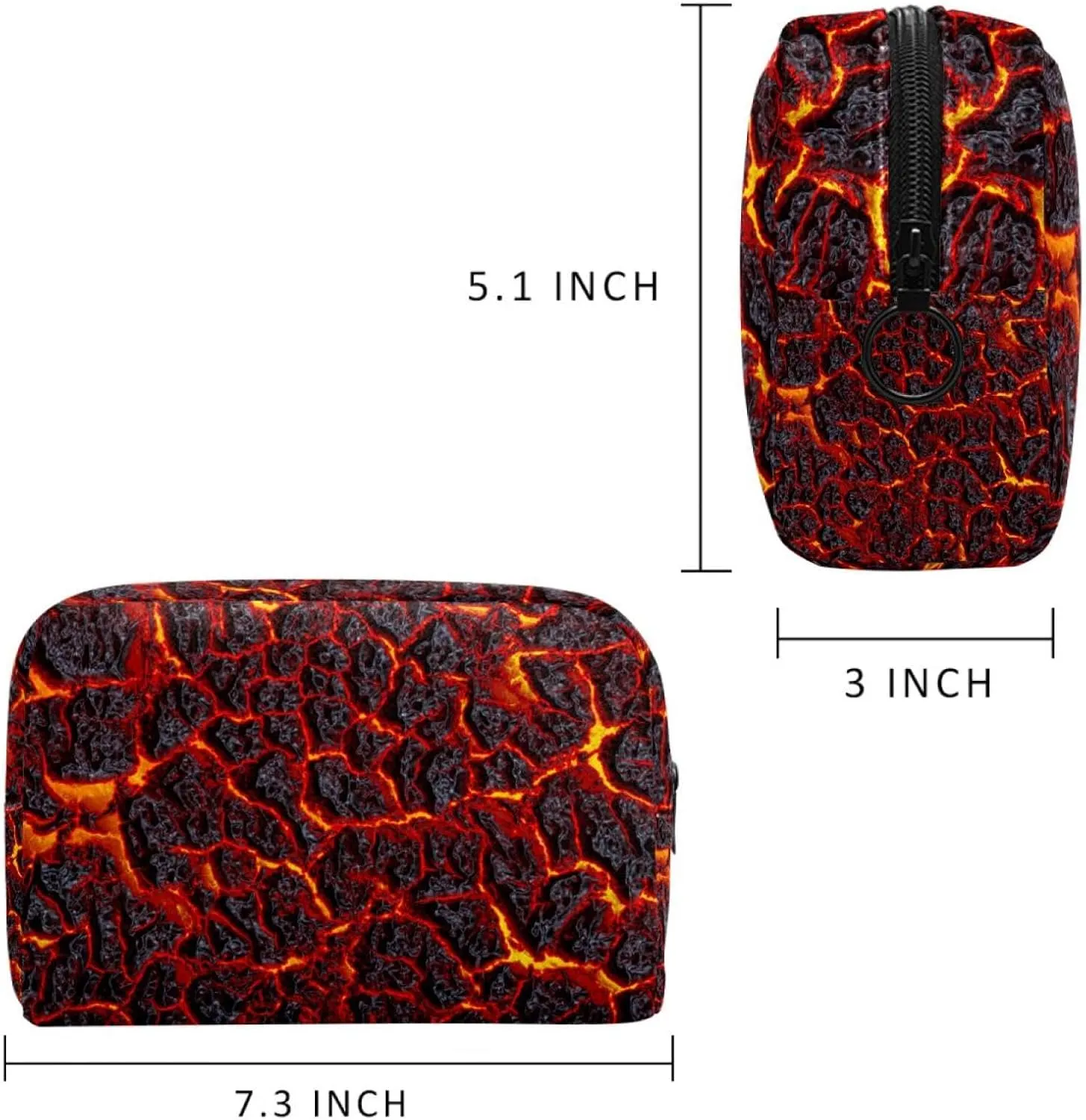 Volcanic Lava Surface Magma Texture Small Makeup Bag for Purse, Portable Cosmetic Bag Zipper Makeup Pouch for Women, Stationery, Toiletries, Travel Accessories