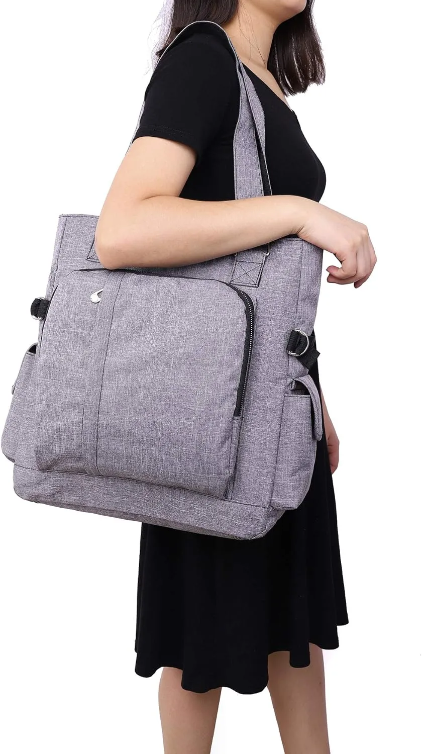 VOLGANIK ROCK Canvas Tote Bag Waterproof Nylon Multi Pocket Shoulder Bags Laptop Work Bag Teacher Purse Handbag for Women Men
