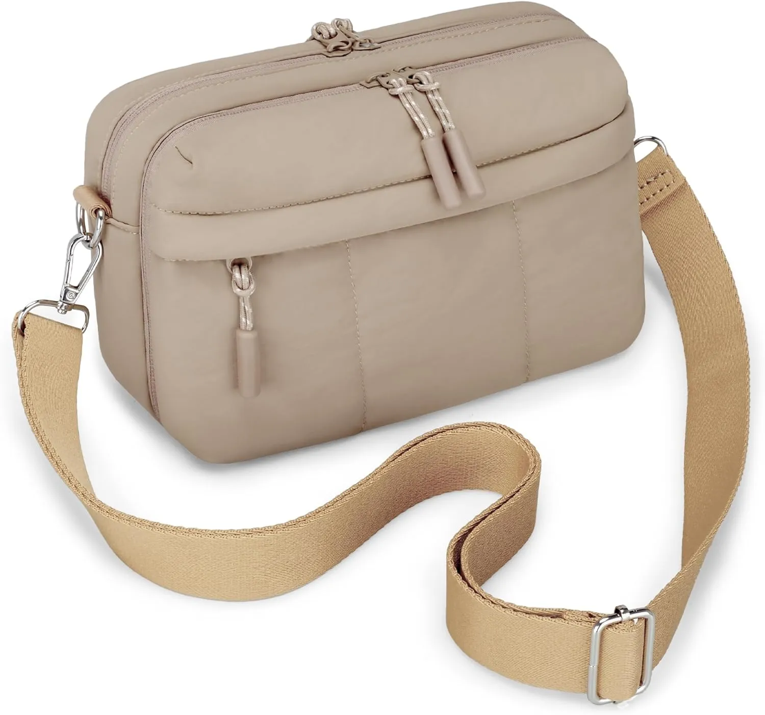 VONAL Puffer Crossbody Bags for Women Travel Small Purses Lightweight Nylon Quilted Puffy Bag Handbags with Multiple Pockets
