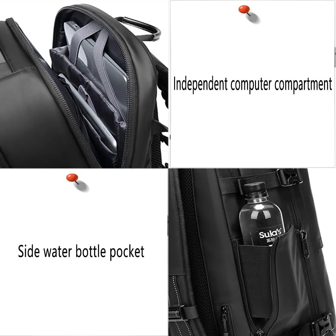 Voyagevac Vacuum Backpack for Travel, Air Travel Bag 2nd Gen, Anti-Theft and Wear-Resistant, Large Capacity (Black, No air pump)