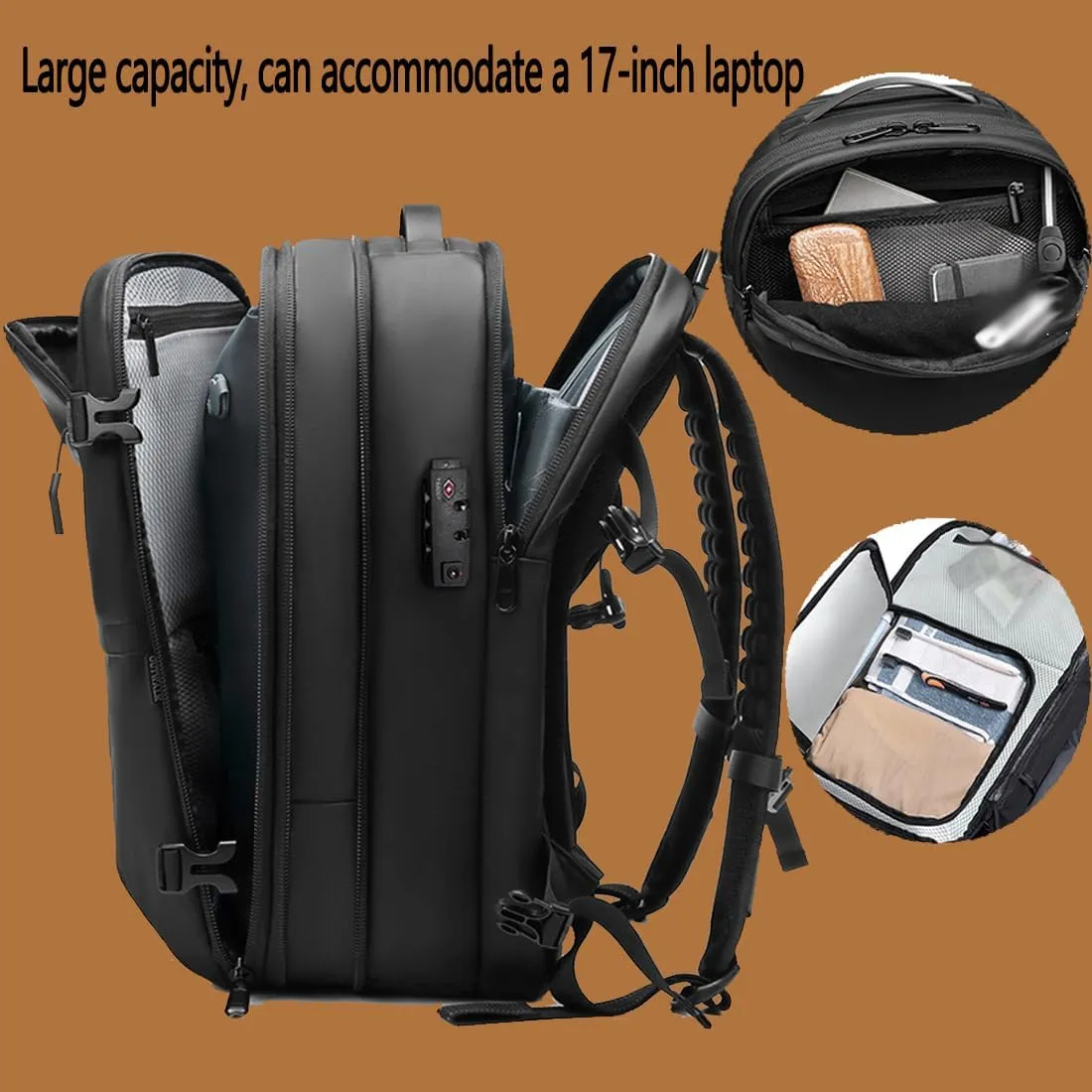 Voyagevac Vacuum Backpack for Travel, Air Travel Bag 2nd Gen, Anti-Theft and Wear-Resistant, Large Capacity (Black, No air pump)