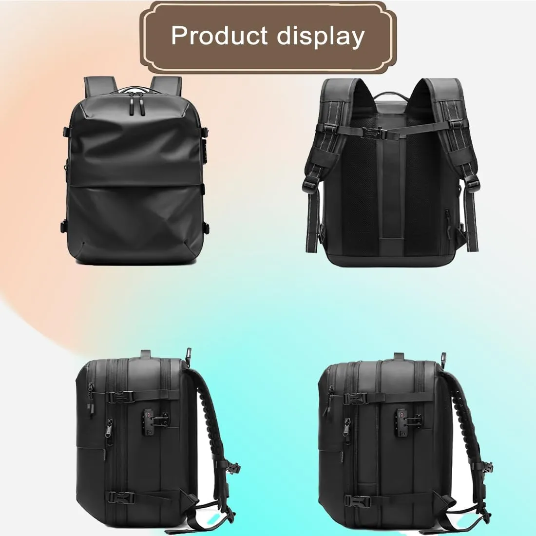 Voyagevac Vacuum Backpack for Travel, Air Travel Bag 2nd Gen, Anti-Theft and Wear-Resistant, Large Capacity (Black, No air pump)