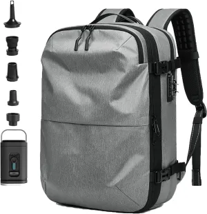 Voyagevac Vacuum Backpack for Travel, Air Travel Bag 2nd Gen, Anti-Theft and Wear-Resistant, Large Capacity (Light Gray, With air pump)