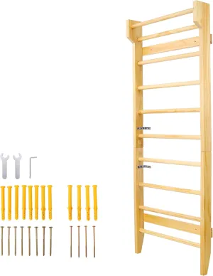 Wall - Mounted Gymnastics Wood Stall Bar - Multi - Use Swedish Ladder for Indoor Workouts