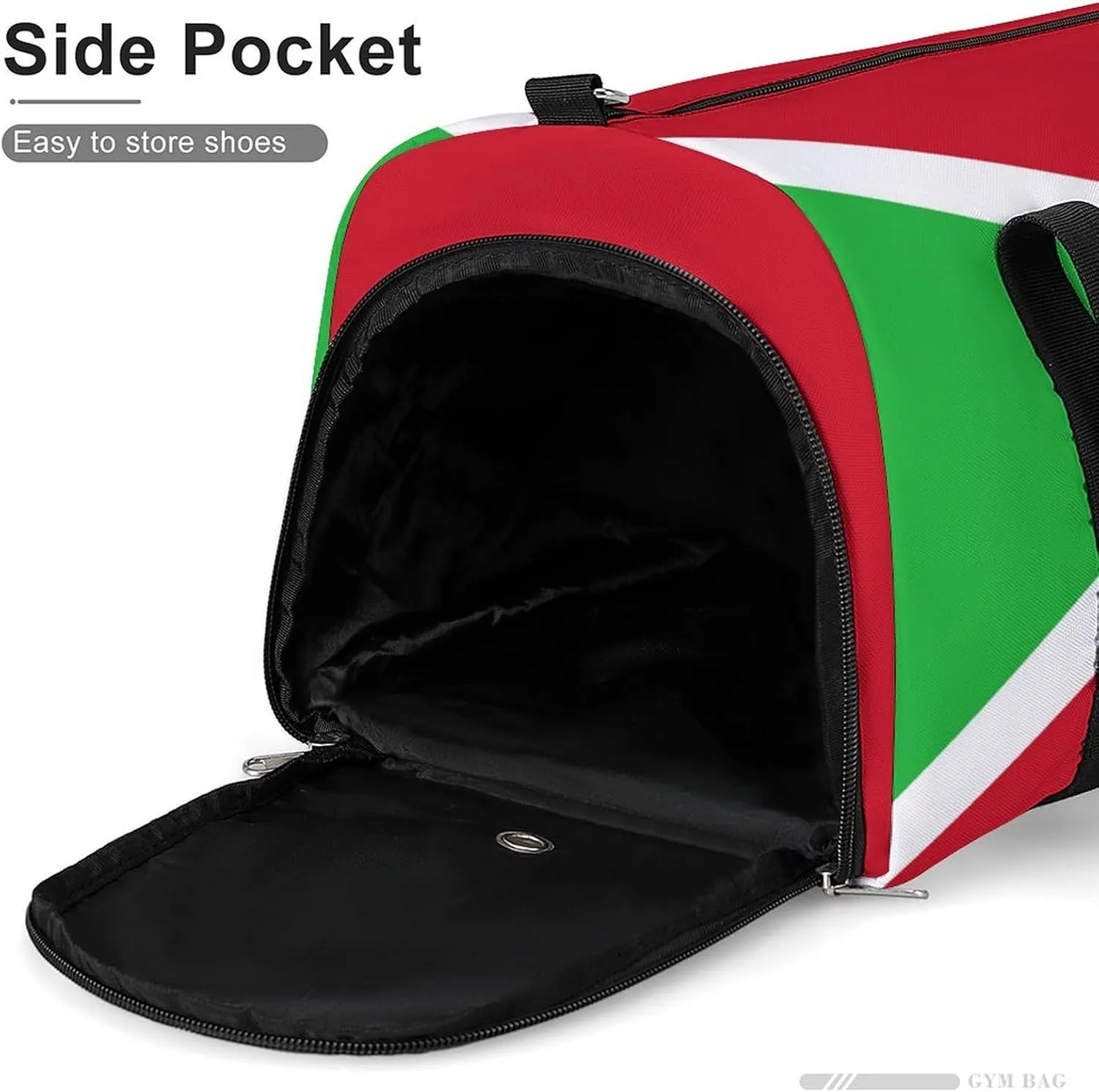 Waterproof Burundi Flag Sports Duffel Bag for Men Women with Shoe Compartment and Wet Pocket