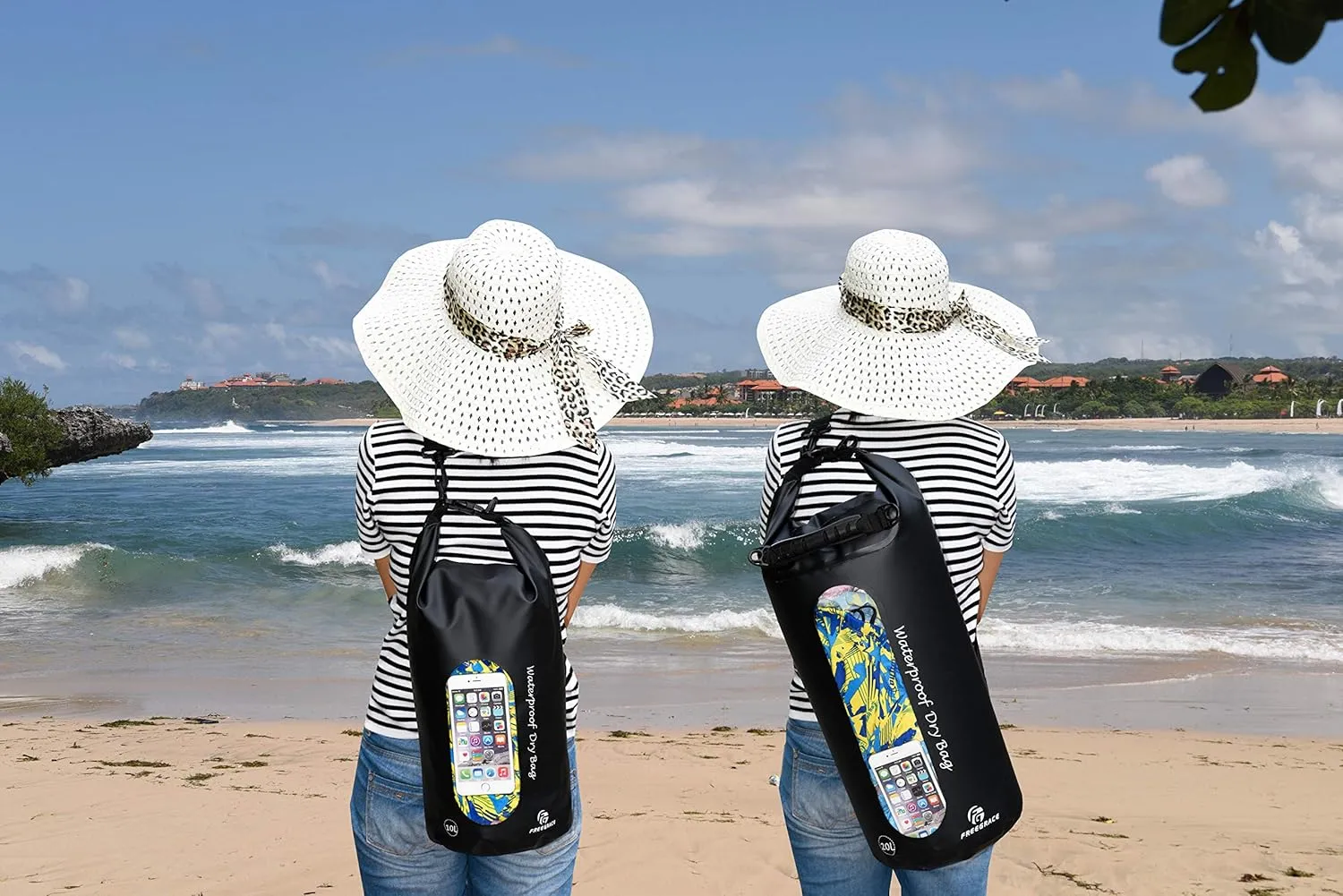 Waterproof Dry Bags Set of 3 Dry Bag with 2 Zip Lock Seals & Detachable Shoulder Strap, Waist Pouch & Phone Case - Can Be Submerged Into Water - for Swimming (Black(Window), 10L)