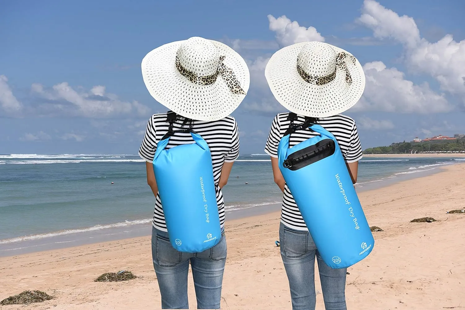 Waterproof Dry Bags Set of 3 Dry Bag with 2 Zip Lock Seals & Detachable Shoulder Strap, Waist Pouch & Phone Case - Can Be Submerged Into Water - for Swimming (Sky Blue, 10L)