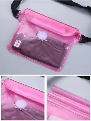 Waterproof Fanny Pack,Waterproof Utility Pouch for Phone Passport Wallet Purse with Waist Strap,Floating Waterproof Bags for Travel Beach Swimming Kayaking Boating Pool Accessories (White)