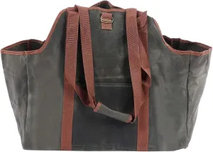 Waterproof Waxed Canvas Firewood Carrier Tote Bag, Sturdy Log Holder for Outdoor Activities, with Thick Padded Handles and Shoulder Strap, Green, 57.9x30x50.8cm