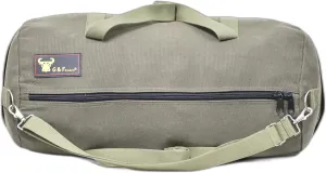 Waxed Canvas All Purpose Military Style Duffle Bag, Water-Resistant, Adjustable Strap, Fully Lined, Double Zipper Closure, heavy Duty, Olive Green