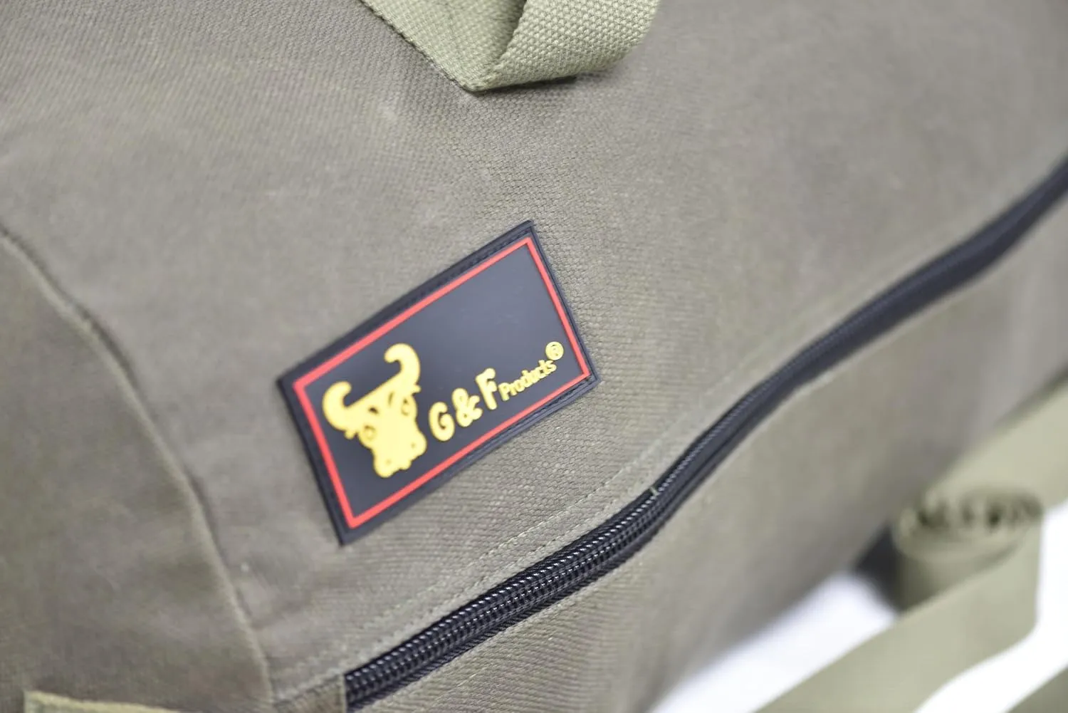 Waxed Canvas All Purpose Military Style Duffle Bag, Water-Resistant, Adjustable Strap, Fully Lined, Double Zipper Closure, heavy Duty, Olive Green