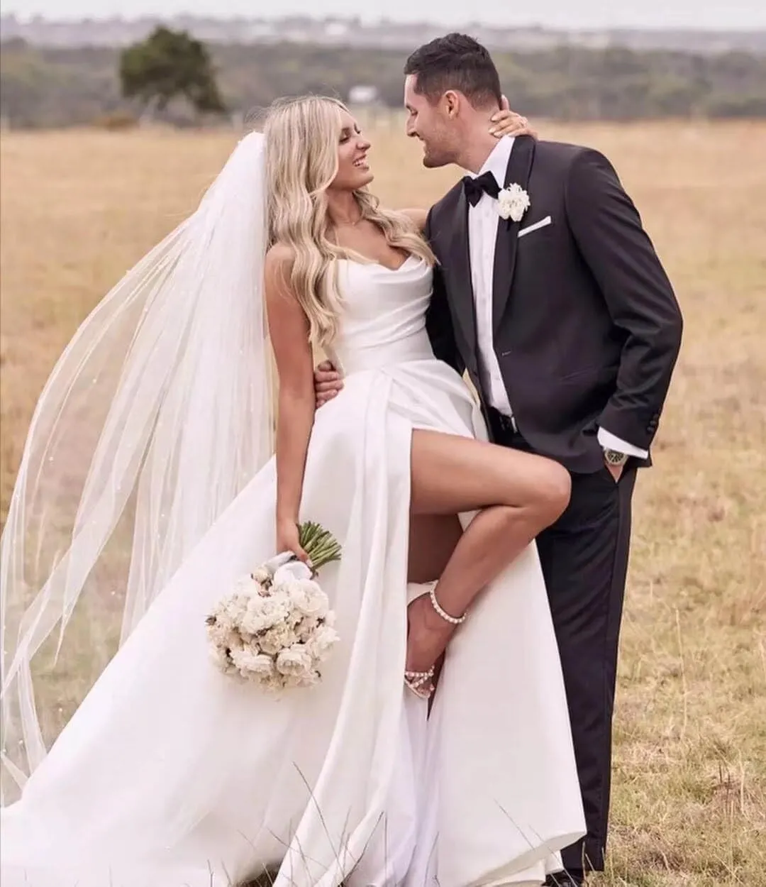 Wchecalino Off Shoulder Satin Wedding Dresses for Bride Long A Line Simple Beach Bridal Gowns