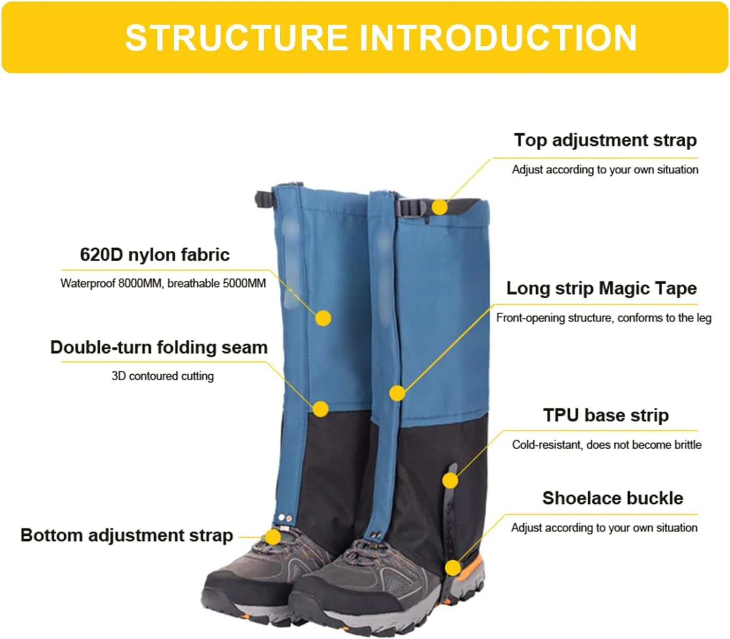 Weed Eating Leg Guards, Waterproof Lawn Trimming Care Leg Protection, Men and Women Snow Boot Gaiters for Hiking, Walking, Hunting, Backpacking and Outdoor Climbing
