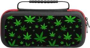 Weed Pattern Protective Carrying Case Compatible with Nintendo Switch Hard Shell Storage Pouch for Travel