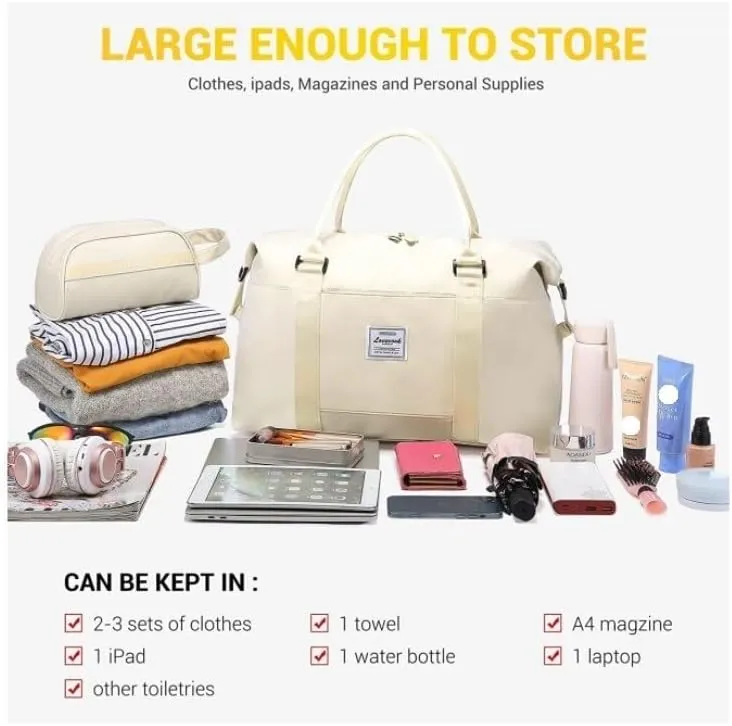 Weekend Travel Handbag, Fitness Luggage Bag, Toiletries Bag, Carry On Makeup Storage Bag(Size:Pink)