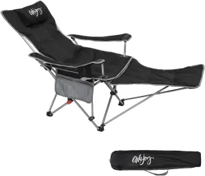 #WEJOY 2-in-1 Camping Chair Reclining, Lightweight Folding Camping Chair with Adjustable Backrest & Footrest, Camping Lounge Chair with Headrest, Cup Holder, Storage Bag, for Beach, Lawn, Concert
