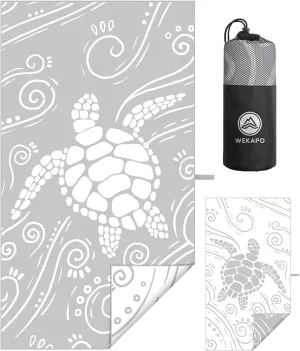 WEKAPO Microfiber Beach Towel – Ultra-Soft & Quick-Dry, Extra Large (71” x 39”), Perfect for Beach, Travel & Outdoor– Lightweight, Sand-Free & Vibrant Design (Gray Sea Turtle)