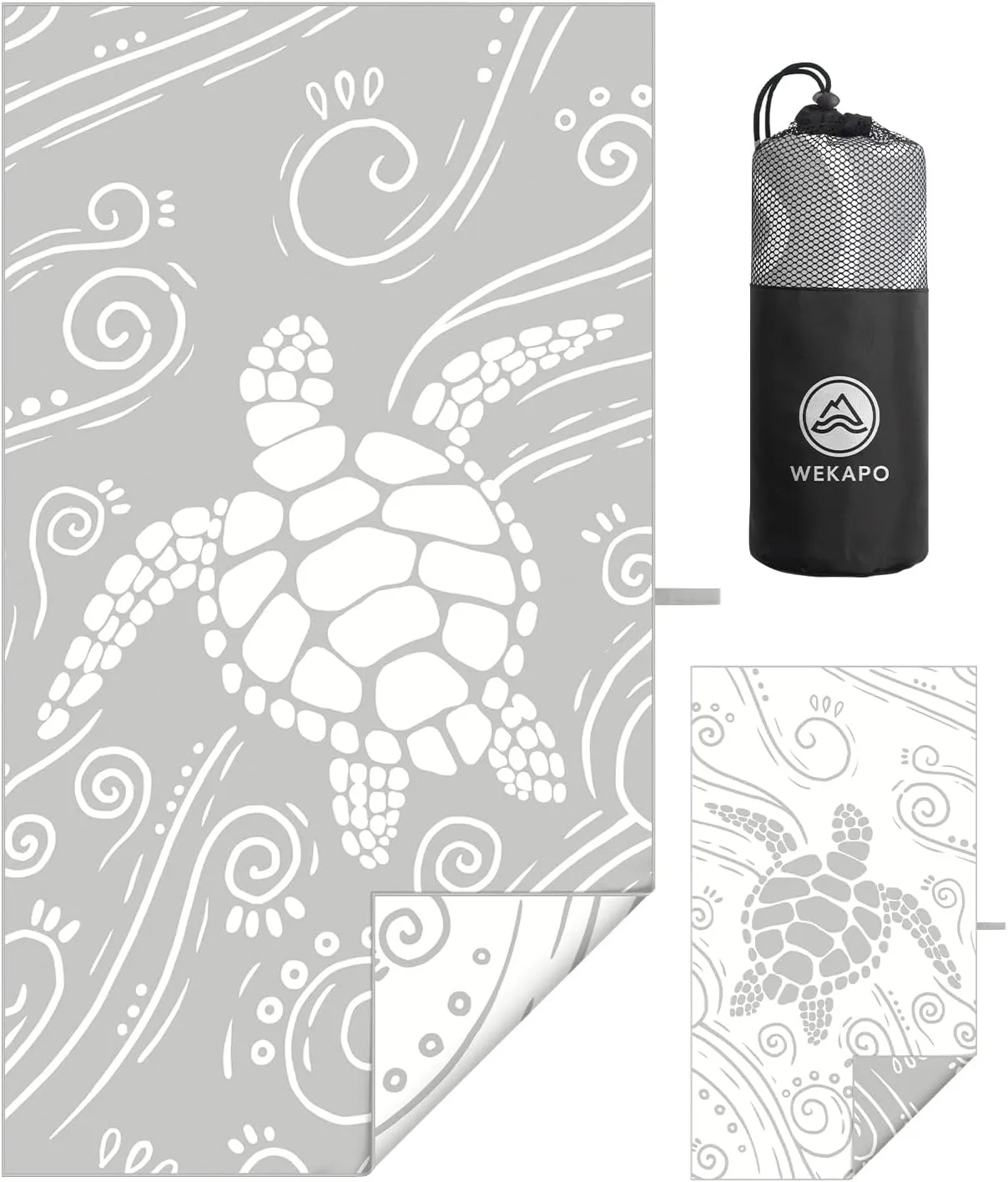 WEKAPO Microfiber Beach Towel – Ultra-Soft & Quick-Dry, Extra Large (71” x 39”), Perfect for Beach, Travel & Outdoor– Lightweight, Sand-Free & Vibrant Design (Gray Sea Turtle)
