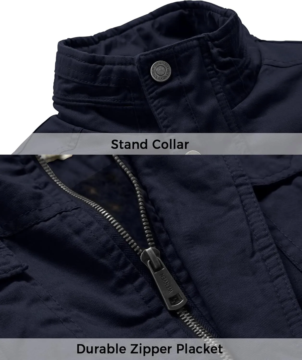 WenVen Men's Winter Casual Cotton Coat Thicken Fleece Lined Military Jacket