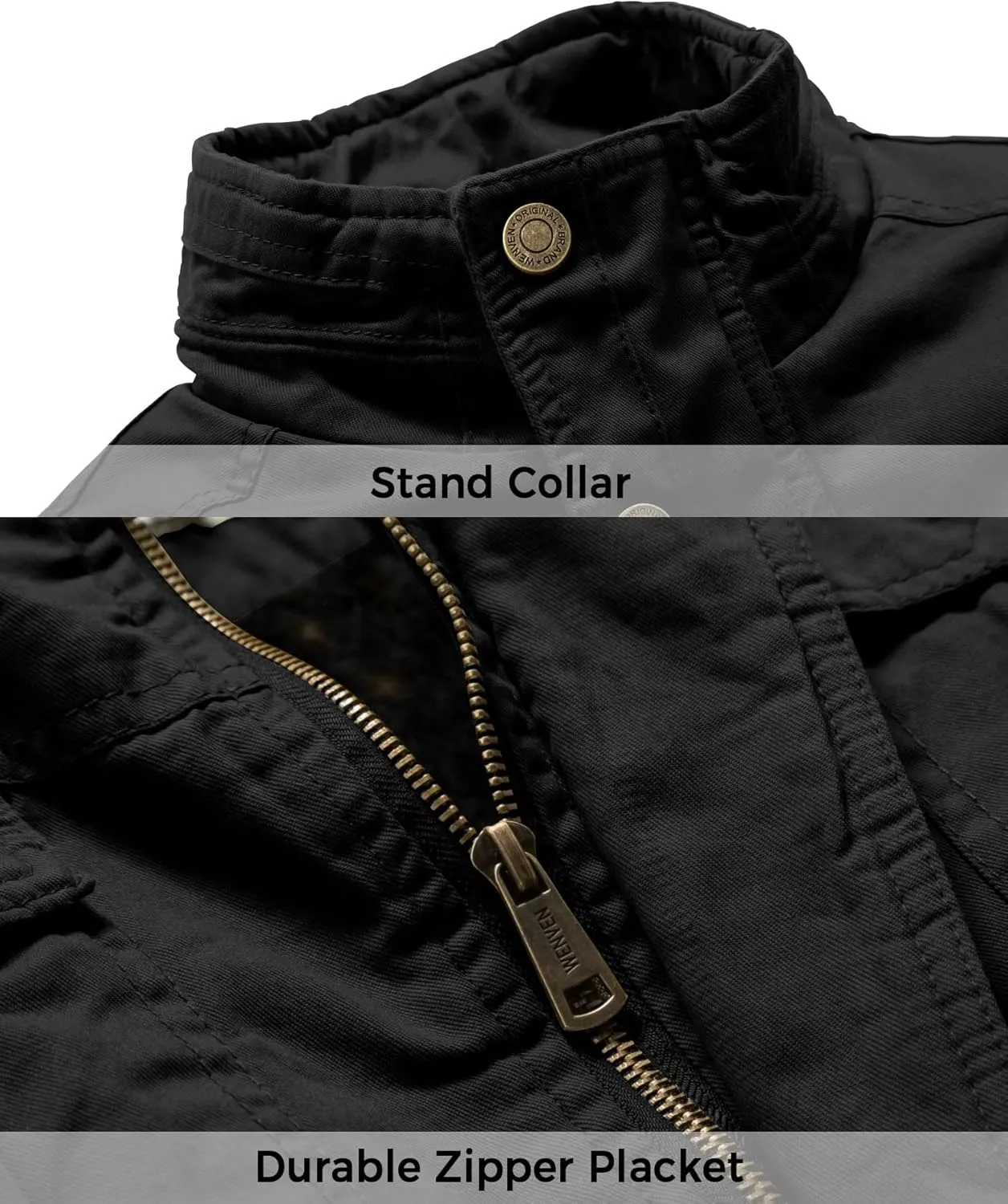 WenVen Men's Winter Casual Cotton Coat Thicken Fleece Lined Military Jacket
