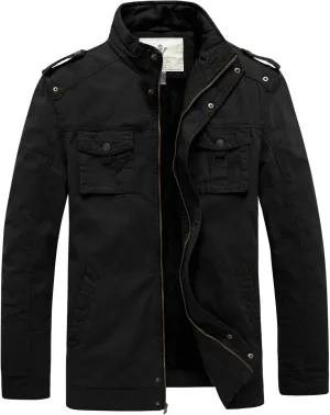 WenVen Men's Winter Casual Cotton Coat Thicken Fleece Lined Military Jacket