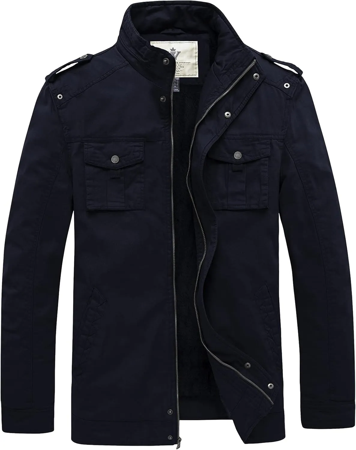 WenVen Men's Winter Casual Cotton Coat Thicken Fleece Lined Military Jacket