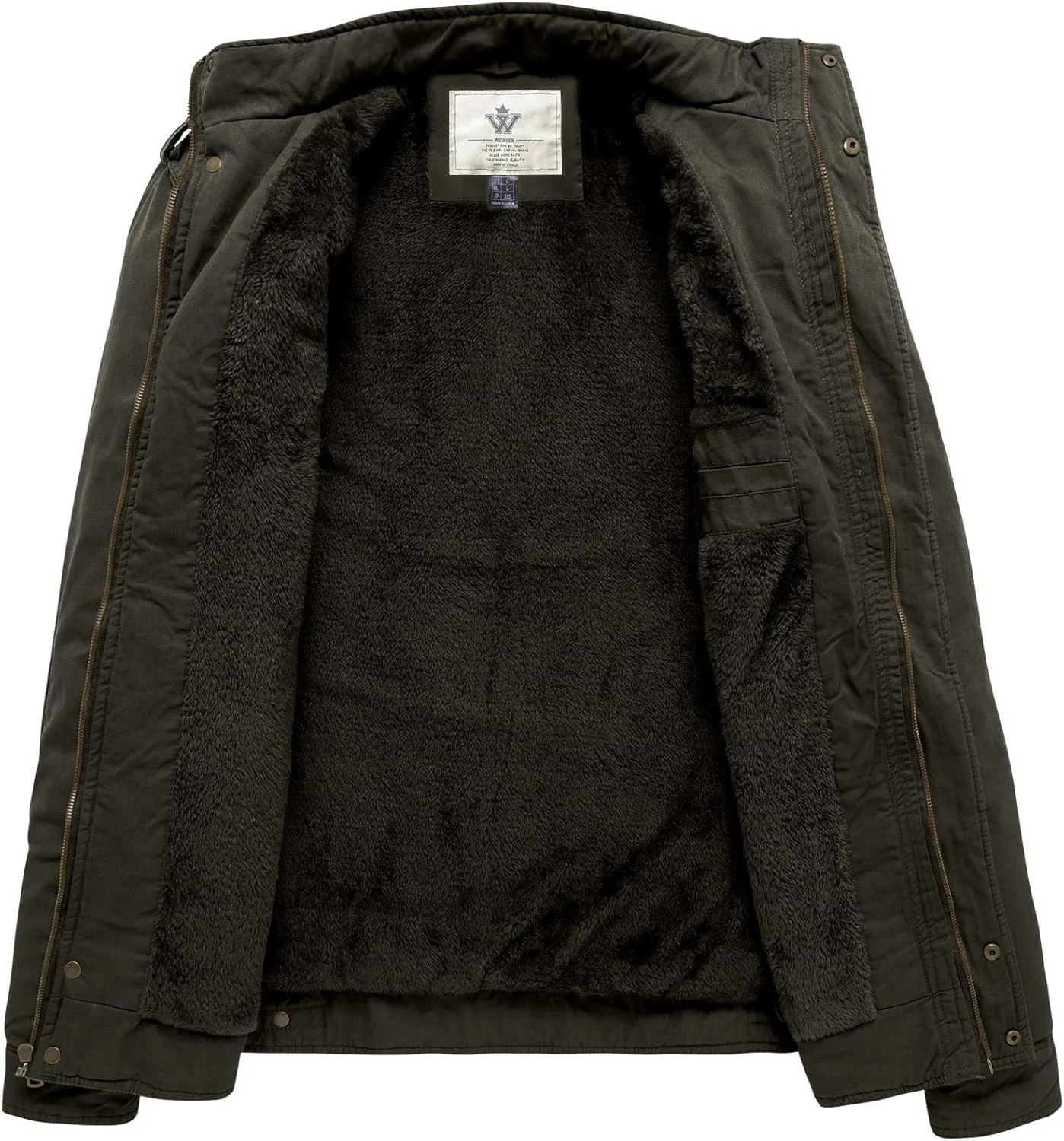 WenVen Men's Winter Casual Cotton Coat Thicken Fleece Lined Military Jacket