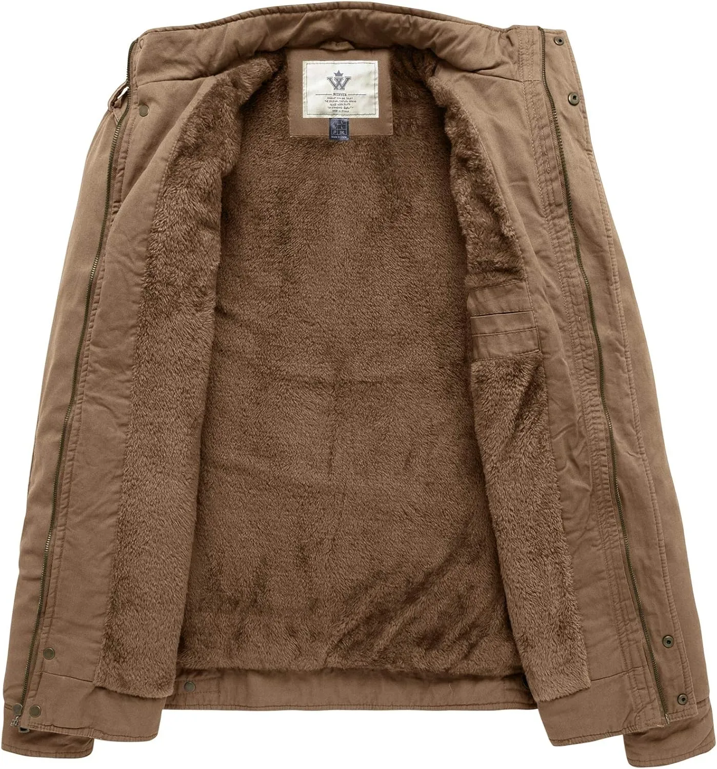 WenVen Men's Winter Casual Cotton Coat Thicken Fleece Lined Military Jacket