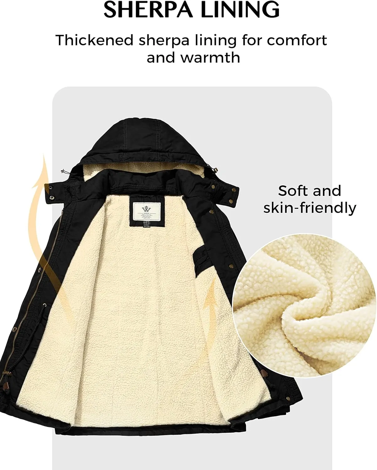WenVen Women's Winter Warm Sherpa Lined Jacket Heavy Parka Coat with Hood