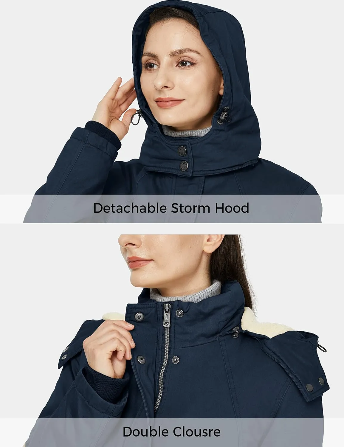 WenVen Women's Winter Warm Sherpa Lined Jacket Heavy Parka Coat with Hood