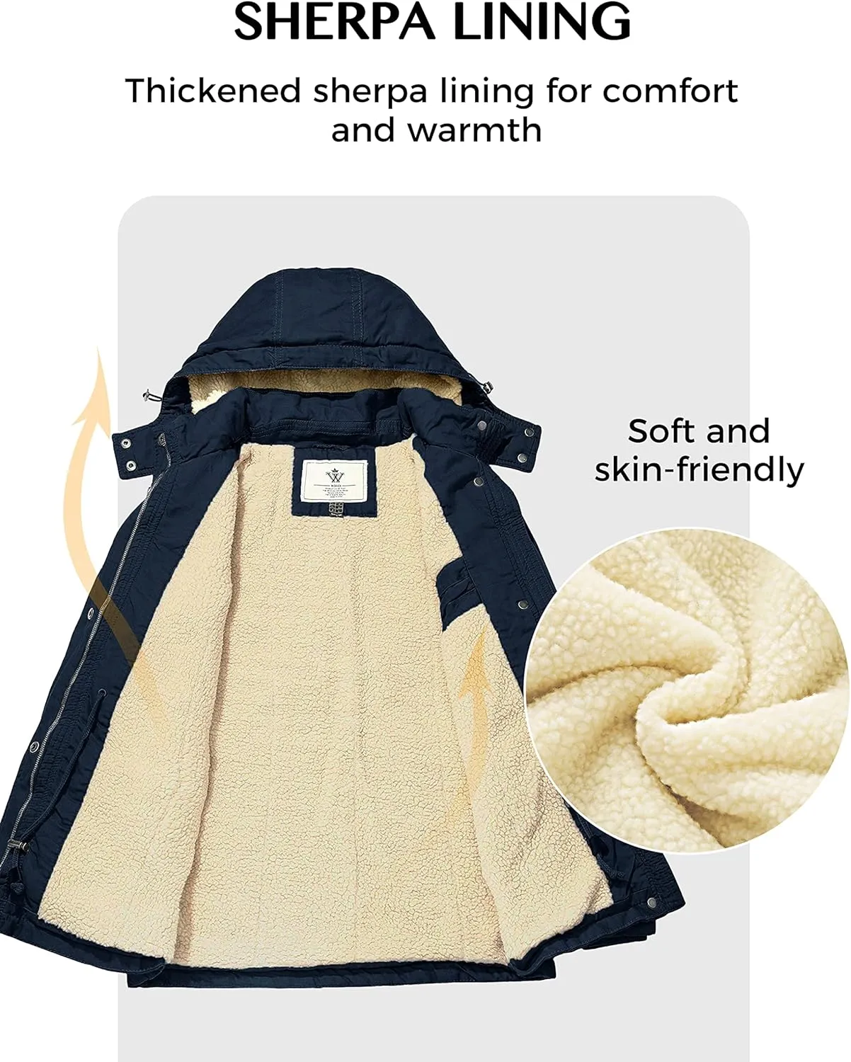 WenVen Women's Winter Warm Sherpa Lined Jacket Heavy Parka Coat with Hood