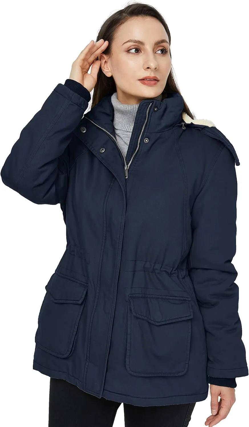WenVen Women's Winter Warm Sherpa Lined Jacket Heavy Parka Coat with Hood