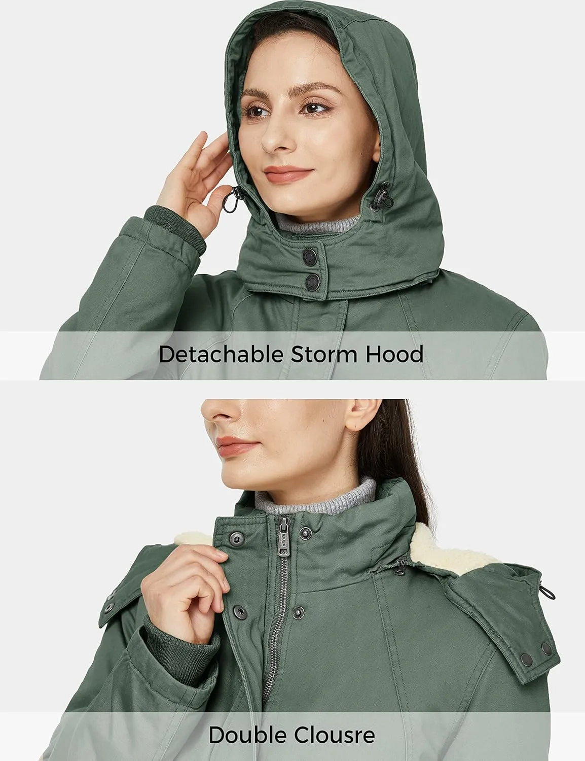 WenVen Women's Winter Warm Sherpa Lined Jacket Heavy Parka Coat with Hood