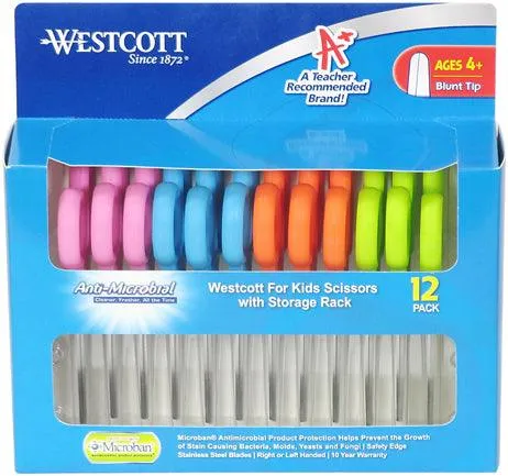 Wescott Blunt Kids Scissors with Anti-Microbial Protection (12 Pack)