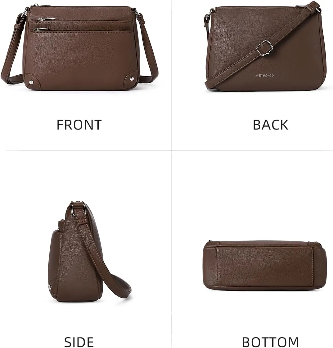 WESTBRONCO Crossbody Bags for Women, Medium Size Shoulder Handbags, Satchel Purse with Multi Zipper Pocket