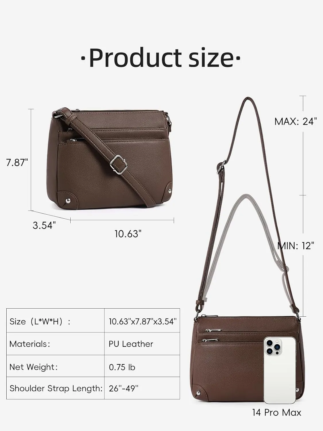 WESTBRONCO Crossbody Bags for Women, Medium Size Shoulder Handbags, Satchel Purse with Multi Zipper Pocket