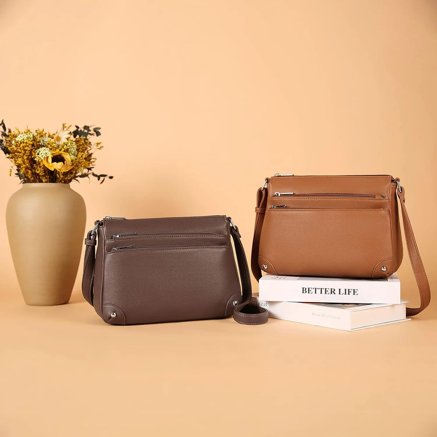 WESTBRONCO Crossbody Bags for Women, Medium Size Shoulder Handbags, Satchel Purse with Multi Zipper Pocket
