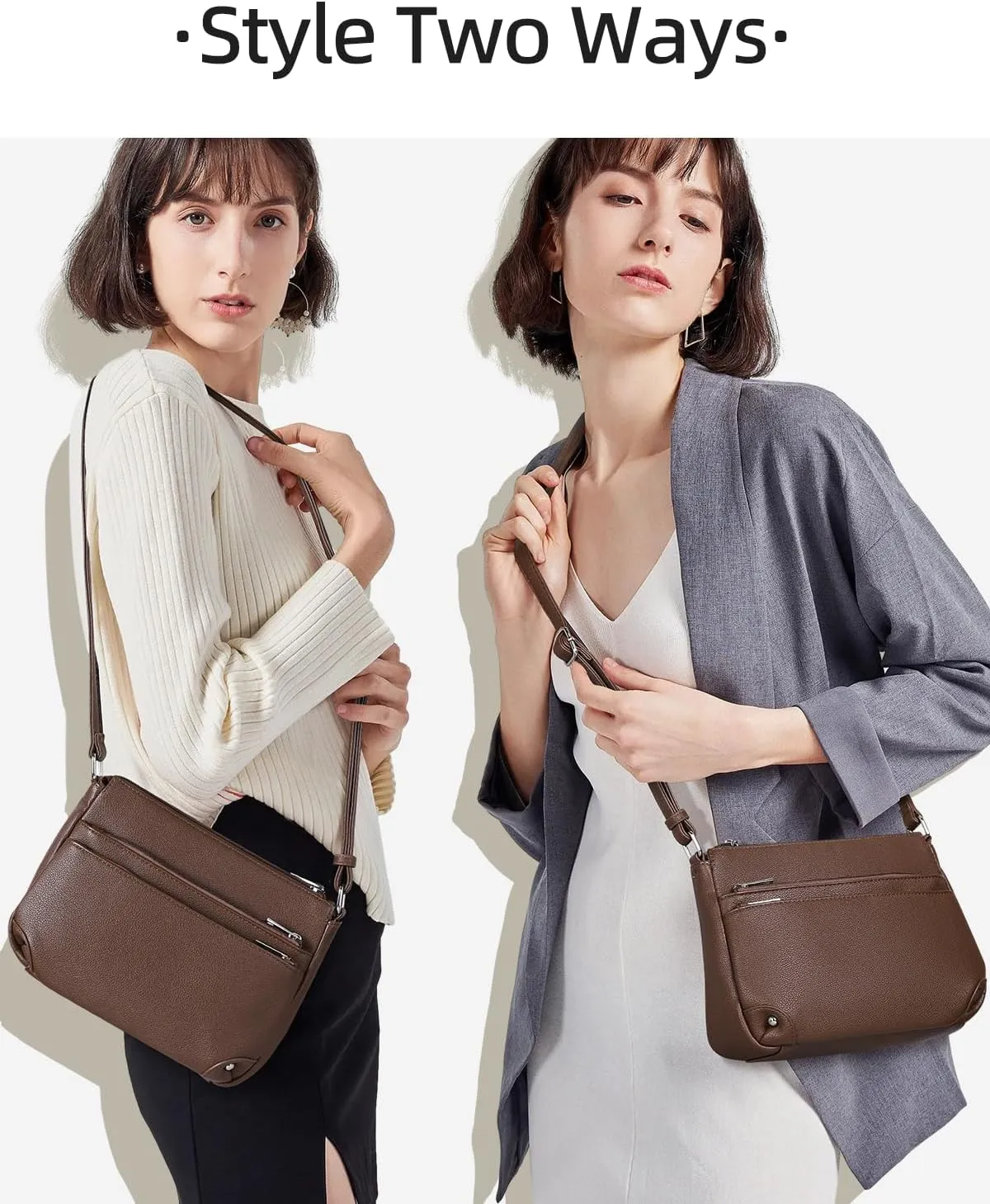 WESTBRONCO Crossbody Bags for Women, Medium Size Shoulder Handbags, Satchel Purse with Multi Zipper Pocket