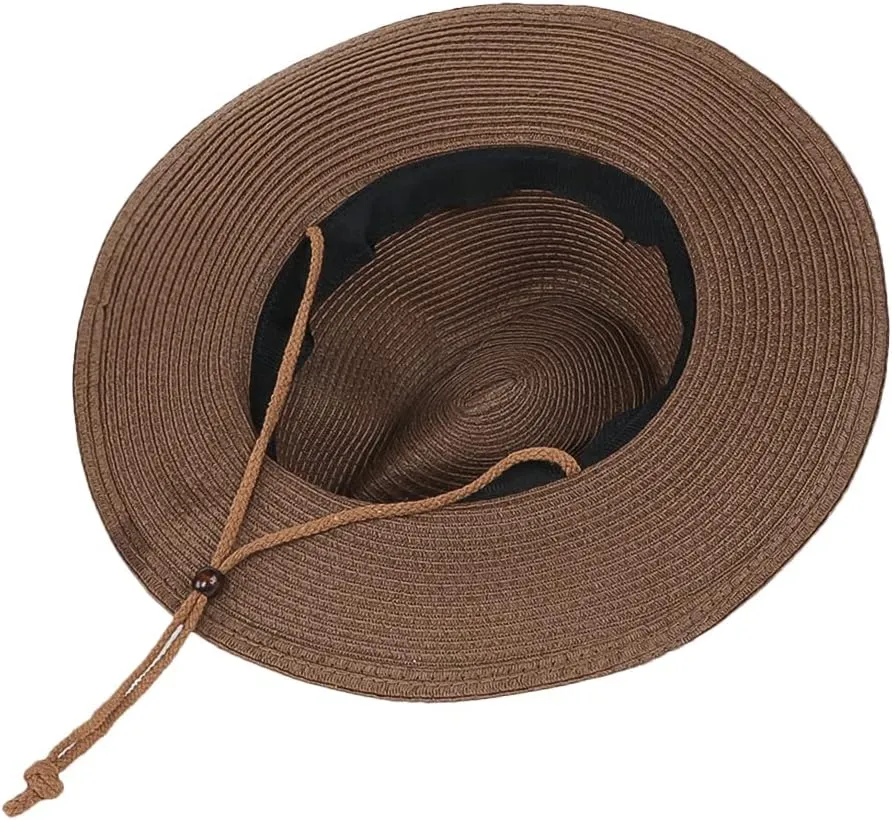 Western Cowboy Hat for Men Women Beach Sun Hat Wide Brim Panama Fedora Outdoor Foldable Summer Straw Sombrero Rancher Cap